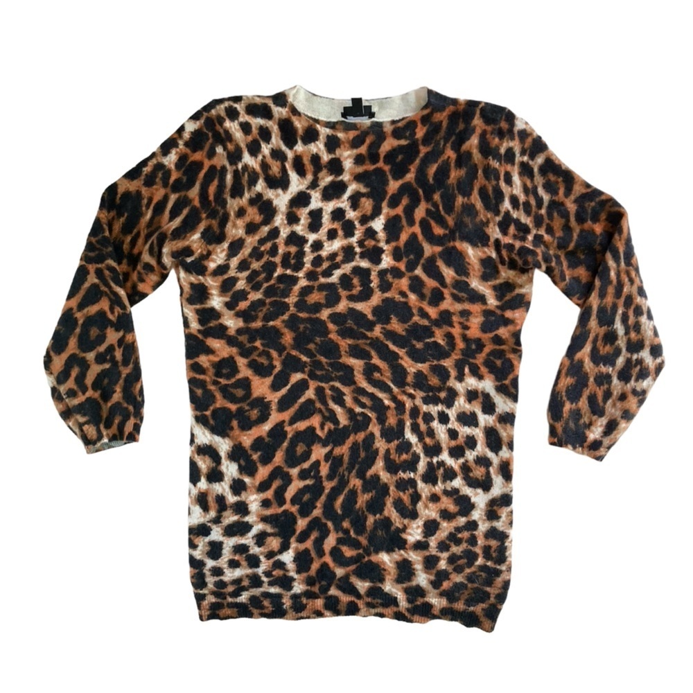Talbots Audrey Animal Print Leopard Cashmere Sweater 3/4 Sleeve (Size Small)
